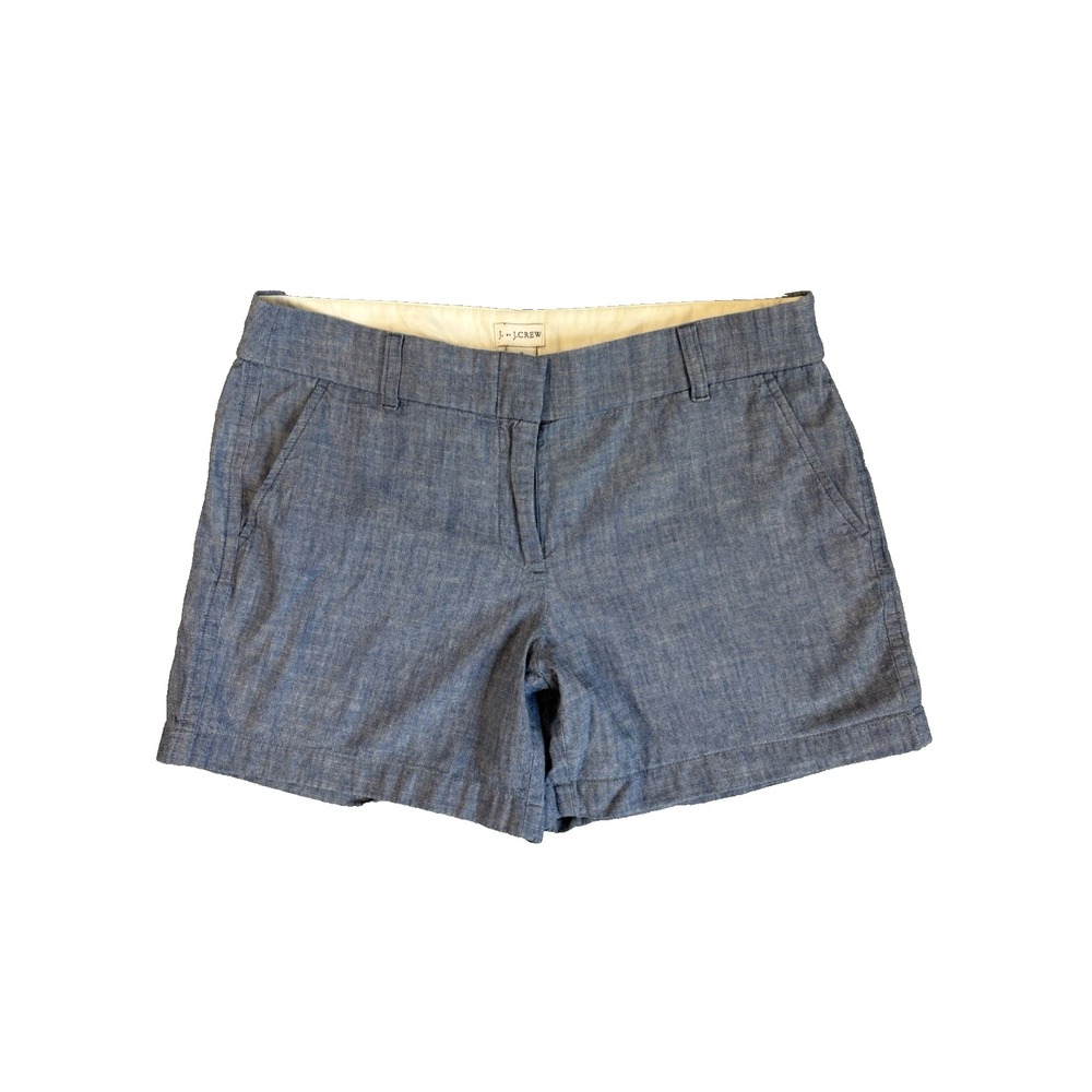 J By J. Crew Women's 8 Blue Chambray Chino Shorts Preppy Clean Girl Coastal